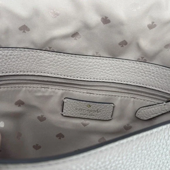 Kate Spade New York Leila Medium Flap Shoulder Bag Leather Two Tone Beige - Picture 16 of 16